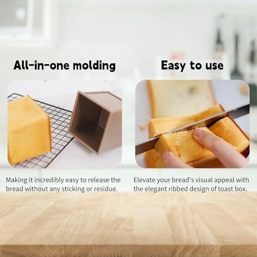 Brooddoos Brood bakken Broodvorm Brood Tin bakken Rechthoekig blad Broodpan Broodpan Brood Pan met deksel voor het bakken Brood Goud Oven bakken (12x11x10cm) 5