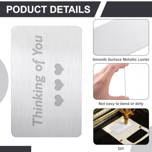 Verpakking van 10 metalen visitekaartjes, Gegraveerde metalen kaarten, Roestvrij stalen visitekaartjes, 1,0 mm, Cadeaubonnen voor kantoorklanten, 8,6 x 5,3 cm 4