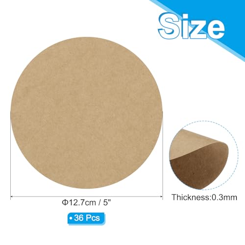 5" Circle Card Stock, 36Stuks Ronde Vorm Cutouts Papier Dikke Karton Coaster voor DIY Craft Projecten Klaslokaal Bulletin Board Decor, Kraft Color