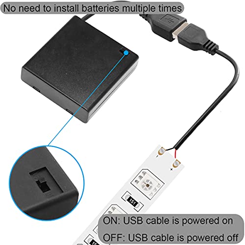 4 st. 4 AA Batterijhouder met USB Plug en Switch, 5V 4 x 1,5V Batterij-opslagbox Batterijhouder Aan/uitschakelaar voor LED Light RC-auto's 3