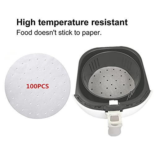 100P Air Fryer Parchment Paper, Air Fryer Liner Stoompapier, Ca. 99-151g / 3.5-5.3oz Geschikt voor elektrische friteuse, stoomketels, bakpan(18cm) 4