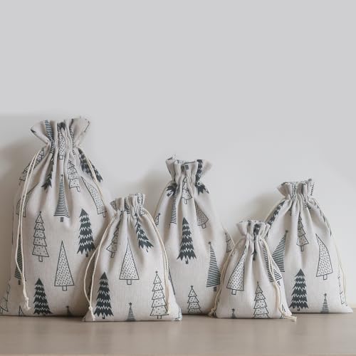 katoenen zakken zakken met katoenen koord linnen tas jute tas cadeau voor Kerstmis