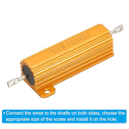 50W 100 Ohm aluminium Shell Resistor, 2 stuks, aluminium behuizing Resistors met behuizing, schroef wondresistors, 5% prestatietolerantie, goud plated 5