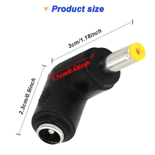 90 graden rechterhoek 5.5 x 2.1mm Jack to 4.8 x 1.7mm Plug DC Power Jack Adapter voor luidsprekers (verpakking van 10)