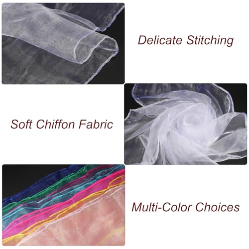 Danssjaals, 48 stuks vierkant jongleren sjaals 61 bij 50 cm, Music Movement Sjaals voor Performance Props Accessoires voor het spelen Magic jongleren wit 3