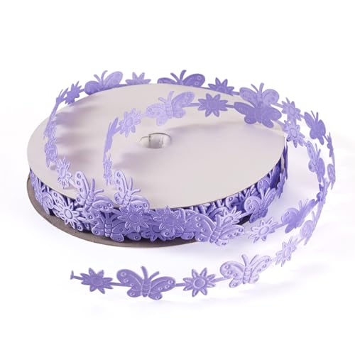 Kant trim Vlinder Ribbon Floral Ribbon paars geborduurd Appliques Kant trimmen voor naaien ambachten haak breien bruiloft decoratie 40m