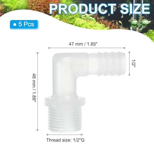 1/2" G x 1/2" slang Barb passen L Elbow Fittings, 5 st Plastic Barbed Wire Pipe Connector Joint Splicer Mender Adapter Unie voor gas brandstof vloeibare lucht
