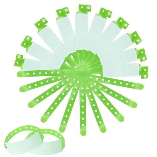 ID polsband Volwassenen, 100 Pack Wegwerpbaar Event Polsbandjes PVC Teens Safety ID armband - Volwassenen, Groen