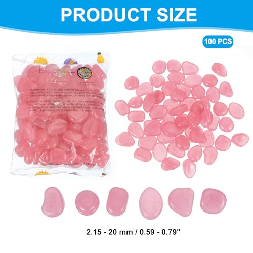 Lichtgevende stenen, 100 st. Lichtgevende stenen voor binnen Tuinversieringen, Cadeaus voor vrienden, Roze