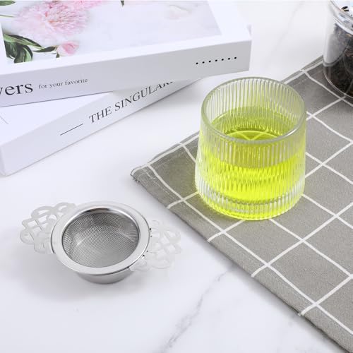 2 st. Losse Thee Infuser Roestvrij staal Dubbele Petal Tea Stainer Extra Fijne Mesh Theedruppels Theepot Divider voor 6-10cm Cup Mond, Zilver 4
