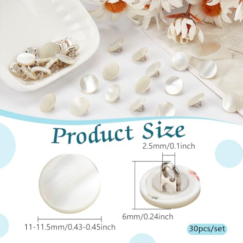 30 st. Shell Shaft knopen, 11mm Witte Shank knoop, Moeder van Pearl knoppen met Shaft, Natuurlijke Parel, MOP knoppen, Shirt Shell knoppen voor kostuums, Naaien, DIY ambachten, Haak