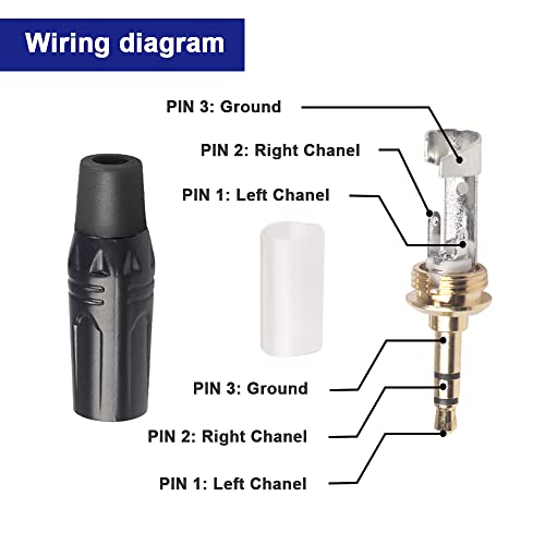 3,5mm Audio Solder Plug, TRS 3 Pole Stereo Hoofdtelefoon Man Plug Reparatie Vervanging Solder Adapter, 1/8" Heavy Duty Jack DIY Audiokabel Connecor, zwart-rood (10 Pack) 4