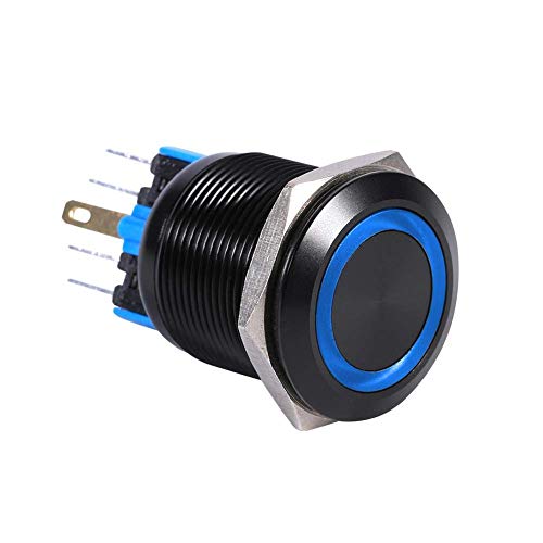 LED Drukschakelaar, 22 mm, 12 V-24 V, waterdicht, zelfvergrendelend slot, drukknopschakelaar (blauw)