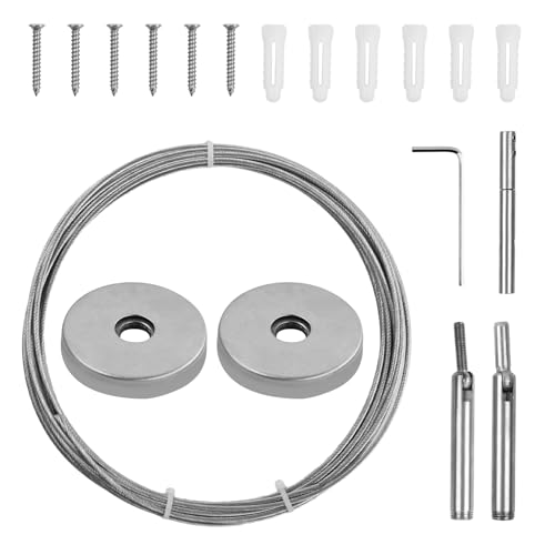 Gordijn Touw, Kledinglijn, Hangdraad, Gordijn Wire Touw Set, Stalen kabels, Kabel spanning Set 5 Metres, Roestvrij staal draad touw, Gordijn hangen, Waslijnen voor binnen en buiten