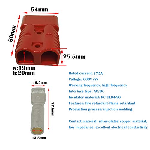 Batterijaansluiting 175A Plug - Quick Connect Batterijconnector voor auto, RV, Caravan, Motorfiets, Boot, Zonne-installatie (2 stuks, rood)