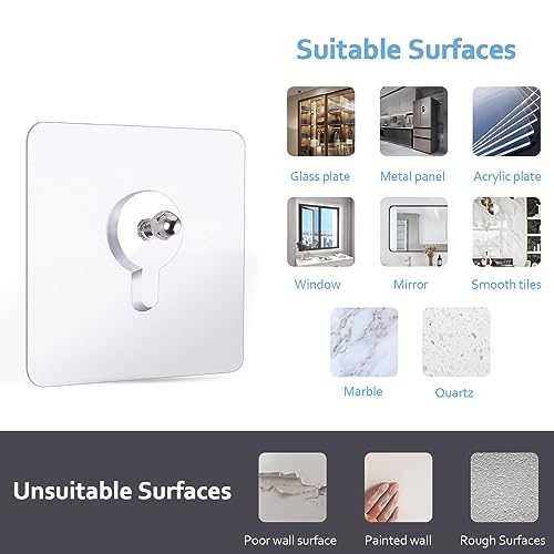 Pak van 12 lijmhangende nagels, Nail Free Sticker Hook, Transparante Muur Hooks, Sticky lijm voor hangende kunst spiegel in woonkamer, badkamer, keuken, Home 4