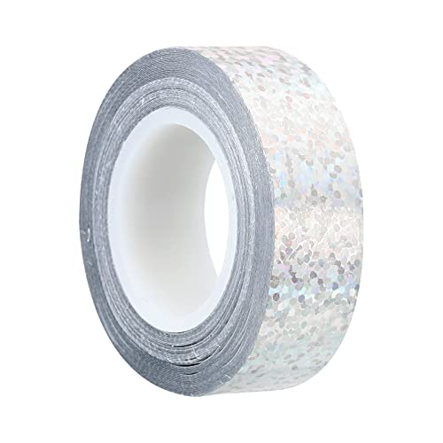 Sparkle Glitter Tape 15mm x 5m, 1 Pack Holographic Art Prism Masking Tapes Zelfklevend voor DIY Art Craft Wrap Decoratie, Zilver