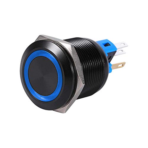 LED Drukschakelaar, 22 mm, 12 V-24 V, waterdicht, zelfvergrendelend slot, drukknopschakelaar (blauw) 3