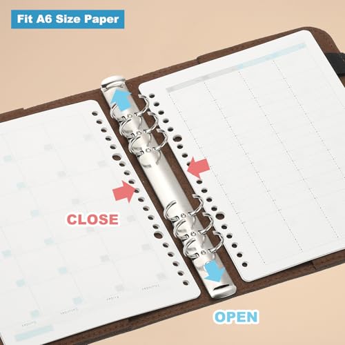A6 Notebook Binder, 6 ringen Vilt los blad Navulbare ronde ring Binder met vulpapier Compartiment, Budget Binder dagboek Accessoires, Oranje 5
