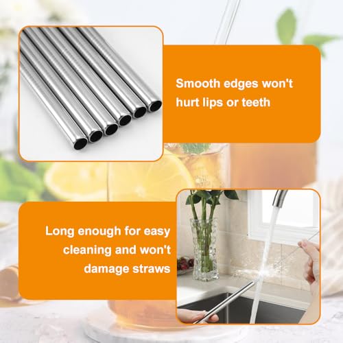 6 st Roestvrij stalen riemen, 1cm extra breed en 30cm lange herbruikbare straws Roestvrij staal met 2 reinigingsborstels, Eco-vriendelijk, Wasbaar, Ideaal voor gladheid, Milkshakes 4