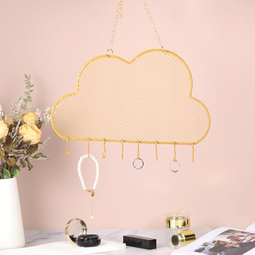 1 Set oorbellen houder Organisator Muur, kettinghouder Hangende oorbellen Organisator sieraden Organisator Muur met 8 haken voor oorbellen ketting sieraden Wall Home Decoratie, Cloud 5