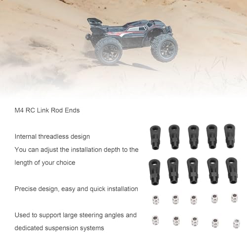 10PCS M4 RC Link Rod Heads, M4 Link Rod Ball Ends Set Plastic Tie Rod End Ball Joint Link voor Axial SCX10 I II III 5
