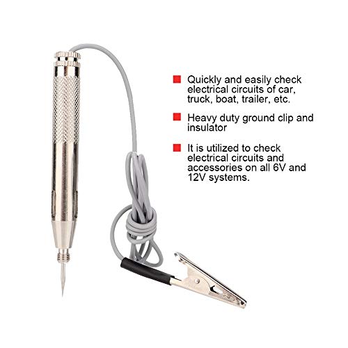 Elektrische Circuit Tester, 6-24 V, Lange Probe Tester met Indicator Licht, Draagbaar met Extension Kabel voor Low Voltage Systems, Auto, Vivid Kabel, Fuses