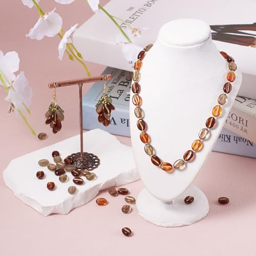 180 st Acryl Koffie Bean Kralen 5 Kleuren Transparante Koffie Bean Shape Losse kralen voor ketting armband oorbellen sieraden maken, Gat: 1mm 4