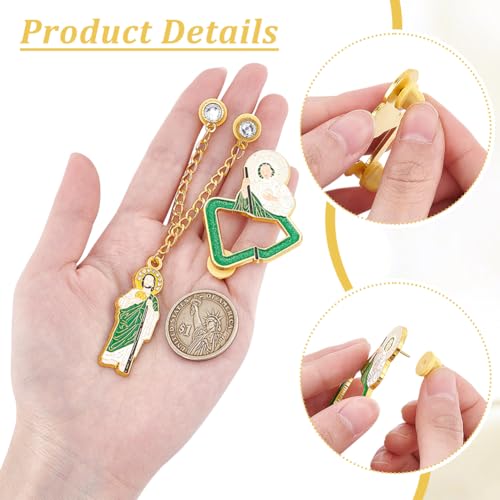 1 Paar Hoed Ketting Naalden, Gepersonaliseerde Hoed Decoraties Pins Christ Hat Brooch voor Baseball Caps Model Lovers Badge Lapel Decoratie, Gouden Groen, 4,2 inch 3