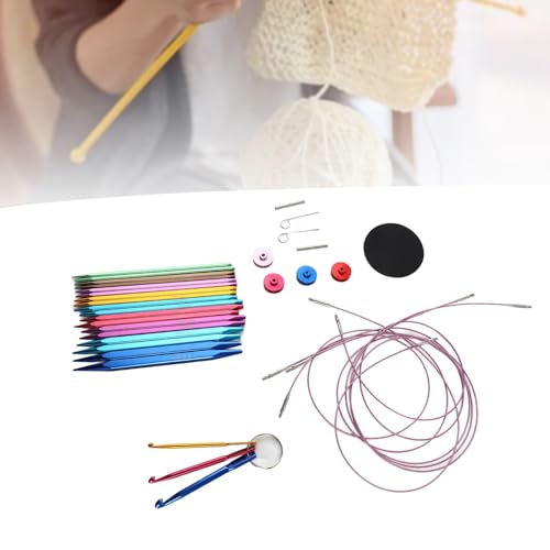 9 paar vierkante ronde breinaalden set flexibele kabels Eenvoudig aan te sluiten Heldere maat voor comfortabel breien de hele dag 5