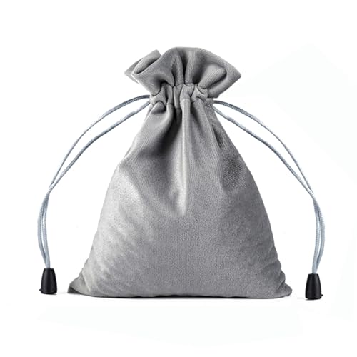 1 stuk fluwelen sieradenzakje met trekkoord, 30 x 40 cm, stoffen zakje om te vullen, fluwelen cadeauzakjes, opbergzak, stoffen tas, multifunctionele tas, grijs