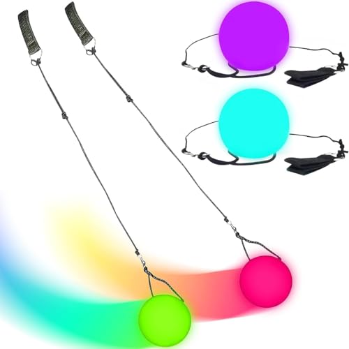 CENPNK Stuks LED Light Up Swinging Balls, Rainbow Colors and Strobe Effects, Poey Balls for Circus Games, Juggling, Light Up Spins, Swings, Belly Dance
