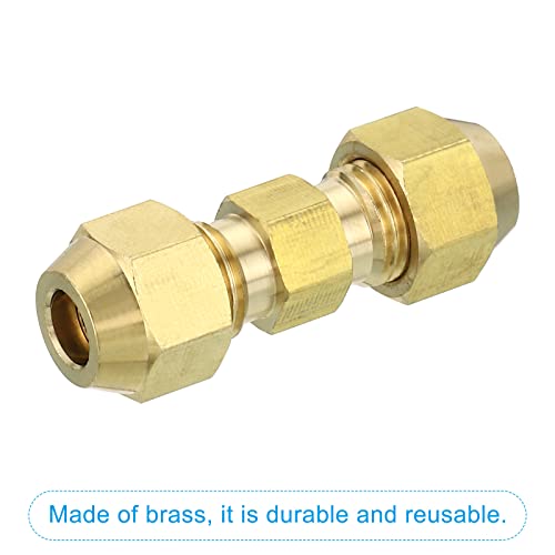 1/4" OD Messing Flare Union Connector, 2 Set Airconditioning Koper Dubbele Pijp Uitbreiding Joint Connectors Pijp Slang Fitting met Noot, 3,8 x 1cm 4