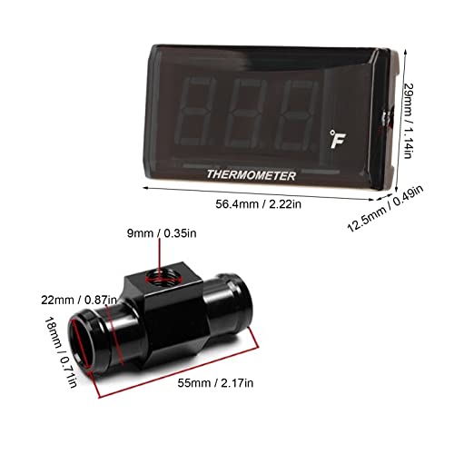 Watertemperatuurmeter Digitale thermometer LCD Beeldscherm 12V Universal Motorcycle Water Temp Meter met achtergrondverlichting voor motorfietsen (rood) 4