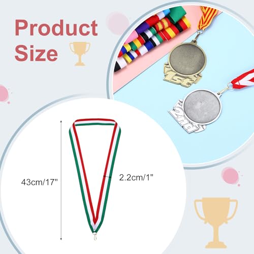 Award Neck Ribbons, Pack van 25 Polyester Medal Lanyards met Click Clip, Blank Award Ribbon voor Competition Performance Sport Party, Groen/Wit/Rood