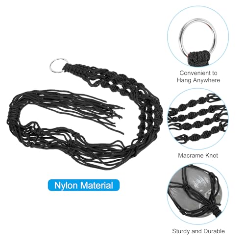 Macrame Indoor Plant Hangers, 2 stuks Hangende Plant Plank met stevige houten basis voor Home Decor, Hangende Muur Plafond raam, Zwart 4