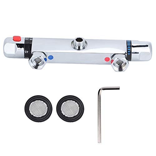 Chrome Metallisch glänzend Thermostaat Dusche, Modernes Design Duschthermostat aus Hochwertigem Kupfermaterialm, Intelligter Thermostaat Mischbatterie