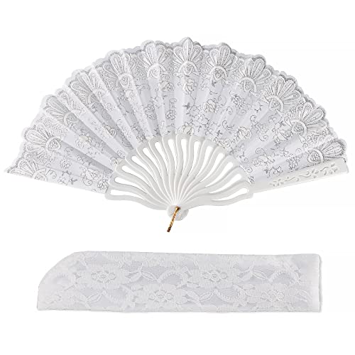 Bruid Ventilator Witte Kant Ventilator voor bruiloft Hand Ventilator Opvouwbare Dans met Lace Bag Gast Cadeau bruiloft accessoires Decoratie voor bruiloft verjaardag