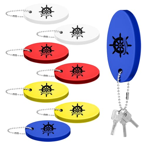 8 st Drijvende boten Keychain, Drijvende sleutelhanger voor boot PU Foam Rescue Stube Key Ring voor het vissen Surfen Zeilen Kanoën Jet Skiën buiten watersport Accessoires (4 kleuren)