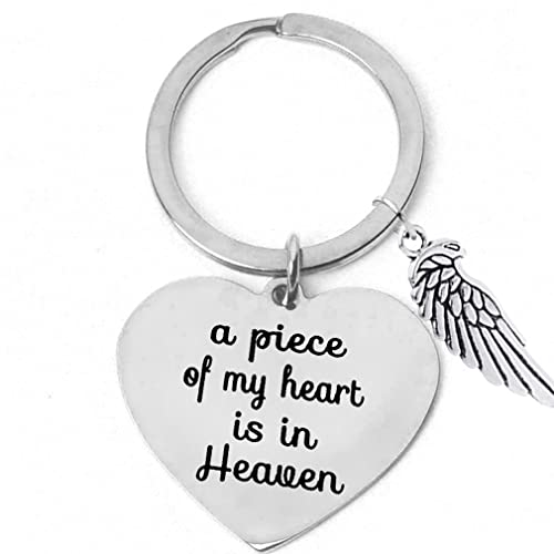 Herdenkingssleutelhanger "Een stuk van mijn hart is in de hemel" Verlies van geliefde sieraden in het geheugen van oma of opa vader met mam, geheugen, sleutelhanger, geschenk, zilver, M, zilver 3