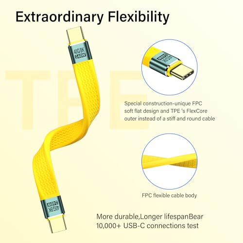 USB4-type C-uitbreiding Kabel, 240W, 8K, PD, Fast Charging, 40Gbps, Ultra-dunne FPC Datakabel, USB C tot USB C, geschikt voor laptops en mobiele telefoons 5