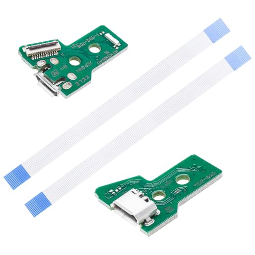 Sea 2 Piece Controller Laden Pad, Interface Card JDS-055 en 12 Pin Ribbon Kabel Compatibel met Ps Four Pro en PS Four Slim Draadloze Controller Vervanging Laadhaven Montage