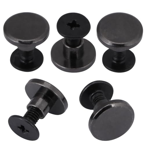 Messing platte hoofdgordel Rivets schroef gegalvaniseerde zwarte 20sets 5mm 8mm met glad oppervlak, Perfect voor tassen, schoenen, hoeden (5mm) 5