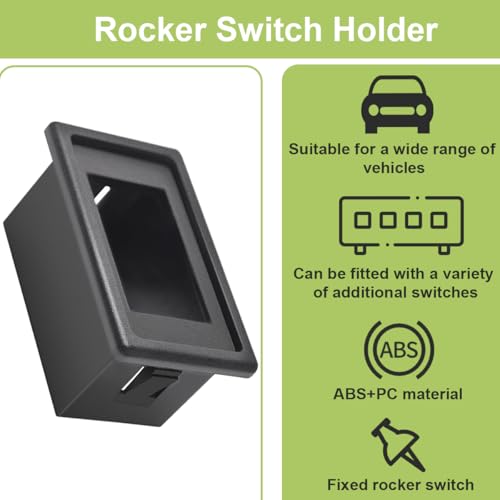 4 stuks Rocker Switch Panel Behuizing Houders, Zwart, 1 Slot, Rocker Switch Montage Panel met Rocker Switch Cover, voor voertuigen, boot, auto, SUV, ATV, UTV, Marine 3