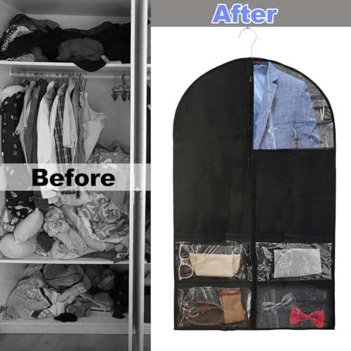 Pakzak voor jongens en mannen, Grote capaciteit Zichtbare Window Black Suit Carrier, ademend, stofdichte tassen voor Jacket Shirt