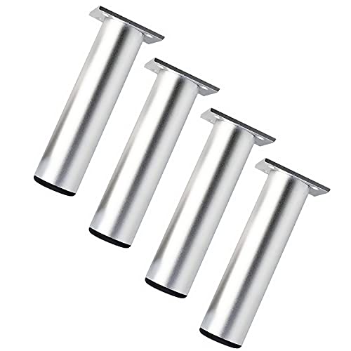 4 stuks 150mm Aluminium Legering Meubilair Benen, Ronde Meubilair Benen, Vangsten Ondersteuning Benen voor Meubilair Bank Tafelstoel Keuken Zilver