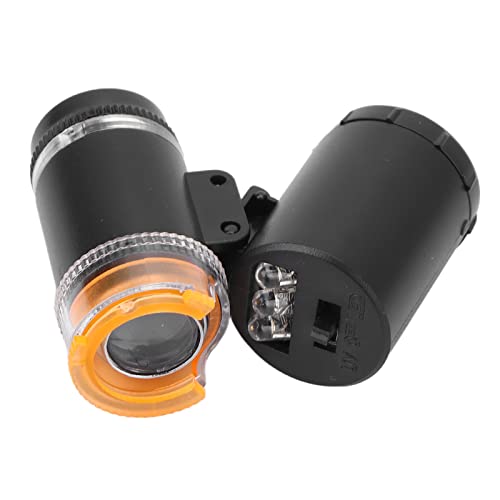 Mini 60X LED Microscoop Pocket Microscoop Vergrootglas Microscoop, Hand Vergrootglas Mini Pocket Microscoop Vergrootglas UV-valutadetector Juwelier Loupe met LED-licht(zwart)