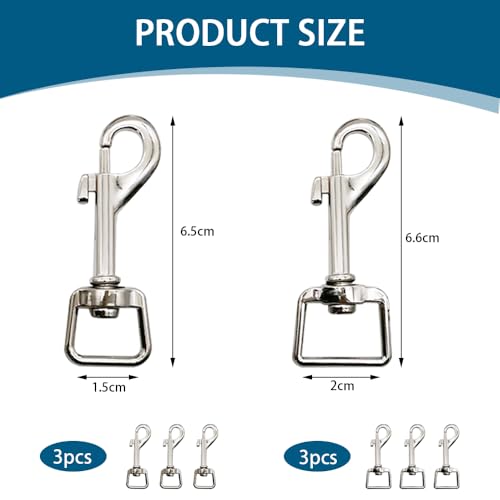 6 st. Rotatable Snap Hooks Metal Rotatable Bolt Snap Heavy Duty Honden Lead Clips Zinklegering Lobster Claw Clasps Rotary Spring Hooks voor Hondenriemen Camping Wandelen Sleutelhanger