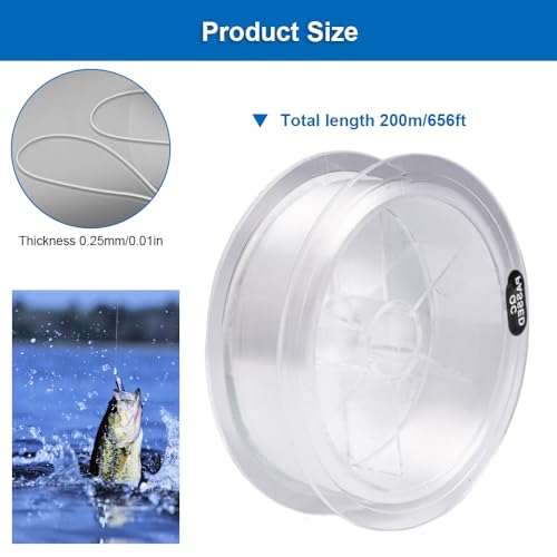 2 Rolls van Nylon Thread Transparante Tear-Resistant 200 m 0,25 mm Transparante Koord 5.2 kg Tendon voor Ambachten Onzichtbare Nylon Cord Geschikt voor Vissen, Ambachten, Hangen