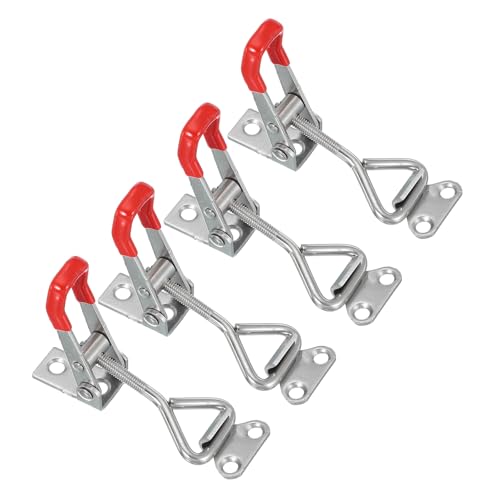 Toggle Latch Clamp 4001 Style, 4Scs Roestvrij staal verstelbare Klemmen Snel Release Roker trekken Hasp Latches 220lbs Bearing for Box Lid Jig, Zilver